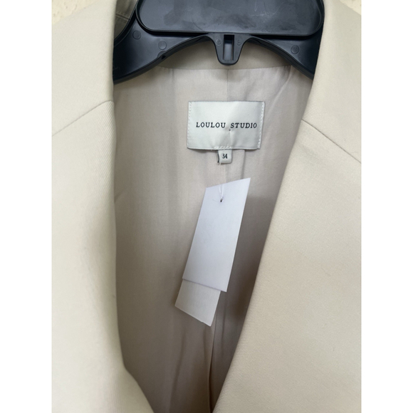 New Loulou De Saison Studio Arlo Double Breasted Blazer Jacket Gold Size 34 Wool - Picture 11 of 12